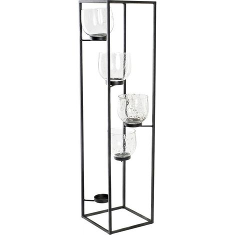 Bougeoir verre et fer pour une ambiance cosy chic - Noir en fer et verre transparent (1/4)
