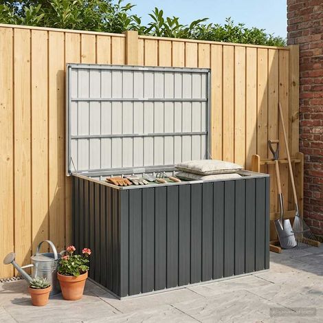 Coffre de rangement de jardin en acier galvanisé anthracite 1,03 m³ 149 x 99 x 93 cm - PANGIVO (1/5)