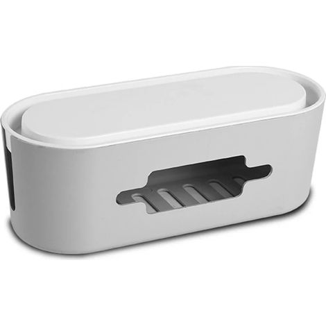 Multiprise avec rangement de câbles, boîtier de rangement anti-poussière pour chargeur, organisateur de prises, boîte de rangement pour câbles de chargeur 04041