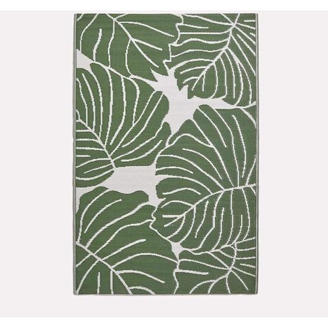 HOMESCAPES Outdoor Rug Waterproof, Green Ada Floral, 180 x 270 cm