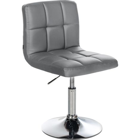 Chaise de salle à manger x1 avec dossier assise pivotant à 360° hauteur réglable en PVC gris cadre en métal 100005553