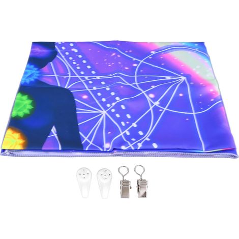 Tapis mural noir lumineux méditation assise, effet fluorescent, doux et résistant, réactif aux UV pour chambre salon GTYJ(55) 150x130cm/59.1x51.2in (1/5)
