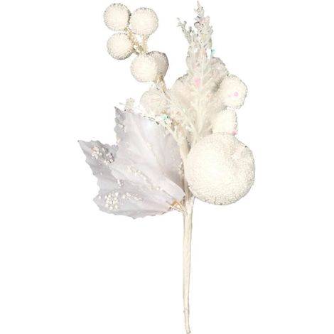 Ramo decorativo PIK con mela, ricoperto di neve, 20 cm, bianco (1/3)