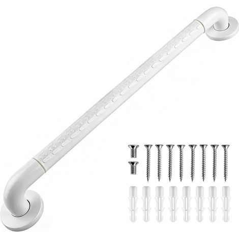 Poignée de Baignoire de Sécurité,Barre de Maintien Douche 60cm,Barre d'appui Salle de Bain,Murale Inox 304 Anti-dérapante Barre d'appui WC/Douche pour Personnes,Âgées et Handicapées,Blanc (1/5)