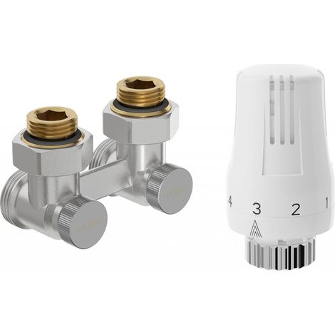 Mexen G01 Thermostat-Set, Doppelrohr DN50, Eckig 1/2"x3/4", Nickel - W911-012-918-01 (1/2)