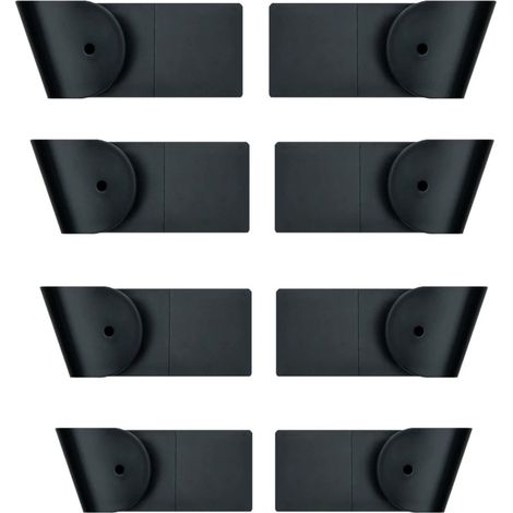 Ensemble 4 supports rangement couvercles, noirs, multifonctionnels, fixation murale ou porte, pour diamètres 15-24 cm (1/5)