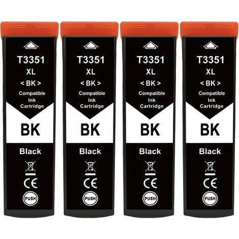 Cartouches 33XL Noir Compatibles avec Epson 33XL Noir BK Lot de 4 (1/5)