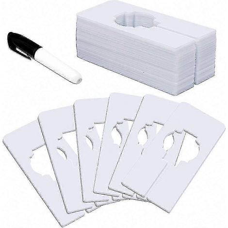 Séparateurs de placard blancs x40 - Diviseurs rectangulaires pour penderie, organiseurs de vêtements sur cintres, étiquettes de tri pour rangement d'armoire (1/5)