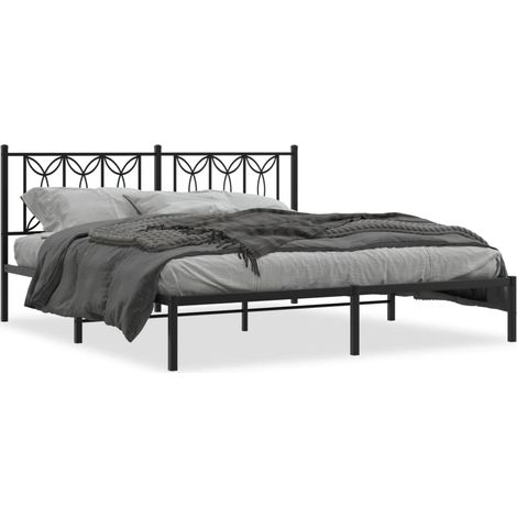 Maison Exclusive - Cadre de lit métal sans matelas et tête de lit noir 180x200 cm