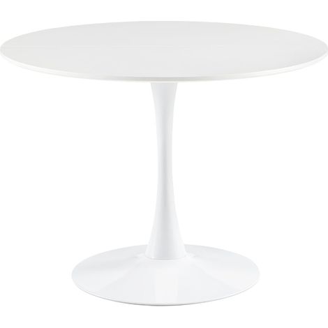 Eggree – Table à manger ronde 100 cm – Pour 2 à 4 personnes – MDF blanc – Design moderne – Facile à nettoyer et à installer
