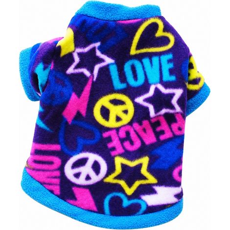 Veste polaire chaude d'hiver pour chien, tailles XS à L, modèle Teddy L en velours bleu et violet. (1/4)