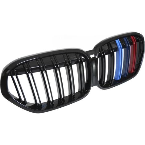 Grille de calandre avant BMW X1 F48 LCI de 2020 a 2022 noir brillant + Tricolore-42674779 (1/4)