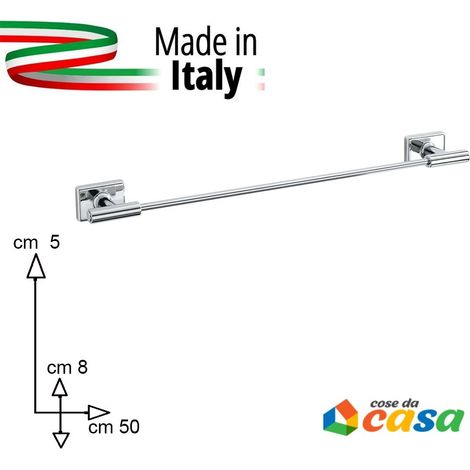 Accessori arredo per bagno asta barra porta asciugamani da muro metallo cm50 moderno prodotto interamente in ITALIA (1/5)