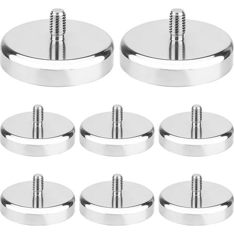 Lot de 8 aimants ronds en néodyme Ø 36 mm avec filetage M6, 45 kg, aimants ronds en néodyme avec filetage, aimants extra puissants pour vis, œillet ou crochet (1/5)
