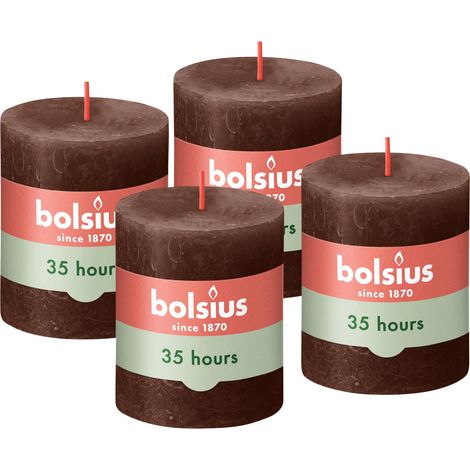 Bougie rustique - Marron - 8 cm - Lot de 4 - Bougies décoratives - Sans huile de palme - Avec cire végétale naturelle (1/5)
