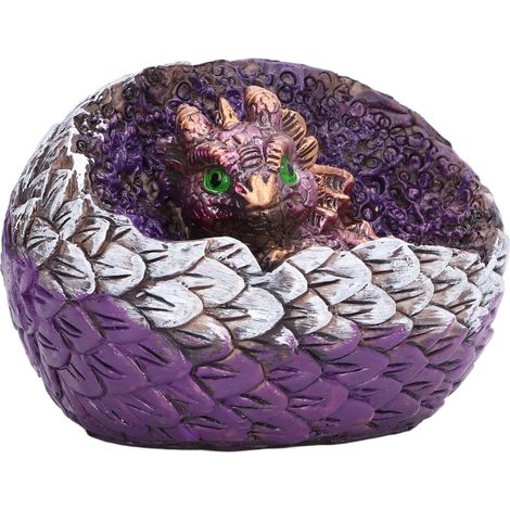 Figurine en résine d'œuf de dragon violet, adorable décoration animale de jardin pour salon (1/5)