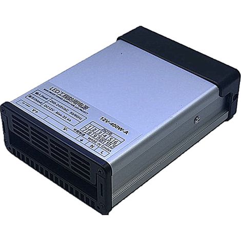 GARRYFIZH Alimentation étanche 400W 12V protection court-circuit - Pour projecteurs LED et éclairage extérieur (plastique robuste)