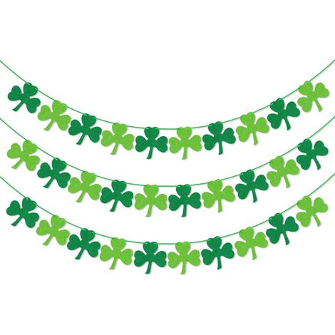3 pièces Guirlande trèfle, Bannière feutrine, Décoration Saint-Patrick, Intérieur Extérieur (1/5)