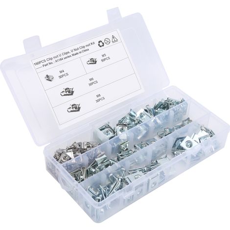 160 Stück U-Clips Kaminmuttern aus Edelstahl 304, Befestigungselemente M4, M5, M6, M8 für Motorrad und Auto (1/5)