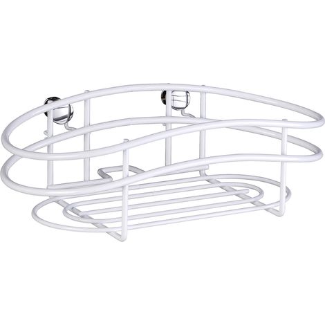 WENKO Etagère murale salle de bain Classic Plus, Panier de douche mural, Acier, 24x8x15 cm, Blanc (1/5)
