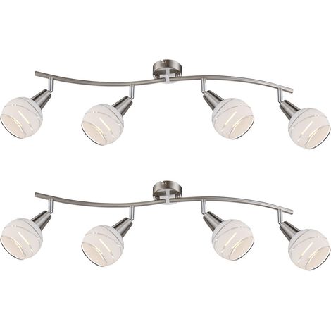 2er Set LED Deckenstrahler 4-flammig, Glasschirme satiniert, Breite 70cm (1/2)