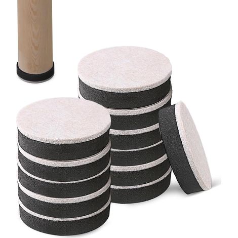 12 elevadores redondos autoadhesivos de fieltro para muebles, Ø6,3 cm × 1,7 cm, para mesas, sillas, sofás, camas y armarios. (1/5)
