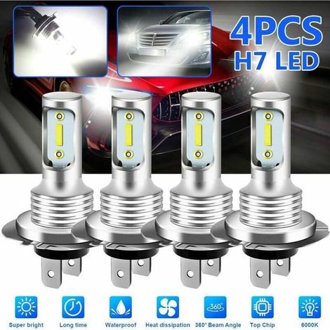 4 ampoules LED 1860 H7 80W haute puissance pour phares antibrouillard de voiture, lumière blanche 6000K (1/4)