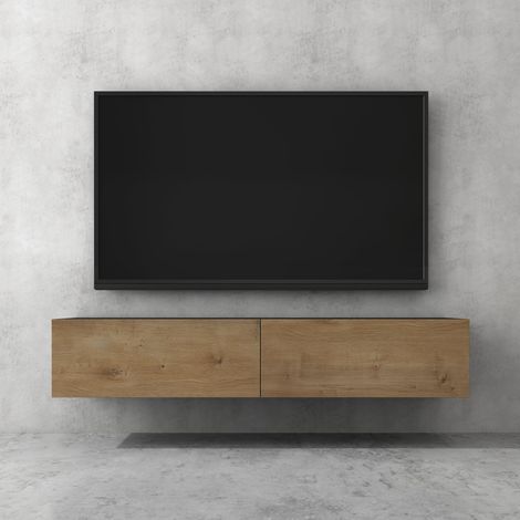doporro Mobile Porta TV Sospeso 160 cm con 2 Ante Antracite Opaco e Marrone Chiaro, Credenza Bassa da Soggiorno Salotto, Madia Consolle Bicolore per TV Fernsehschrank02