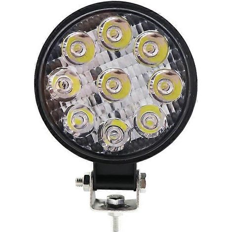 Mini barre LED tout-terrain 12V 24V ronde et carrée pour voiture, camion, bateau, quad, 4x4, tracteur, projecteur LED 42W 48W, barre LED 27W ronde (1/5)