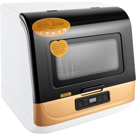 Mini lave-vaisselle, lave-vaisselle de table portable avec 3 programmes de nettoyage et fonction de séchage, lave-vaisselle autonome pour 4-6 vaisselle et commande tactile pour petites cuisines (1/5)