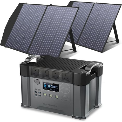ALLPOWERS S2000 Pro MPPT Solar Generator with 2  100W Folable Solar Panel Included, 2400W 1500wh Portable Power Station, Solar Mobile Battery Pack for Outdoor RV Camping, Home Emergency, Travel (1/5)