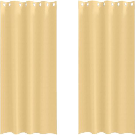 Rideaux occultants avec anneaux 2 pcs Beige 245 x 140 cm