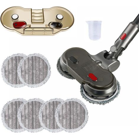Tête de Vadrouille Electrique pour Dyson V7 V8 V10 V11 Aspirateur, avec Réservoir d'eau Amovible et 6 Vadrouille Lavable,Accessoire de Nettoyage pour aspirateur