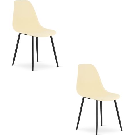 Chaise WAT crème / pieds noirs x 2 (1/5)