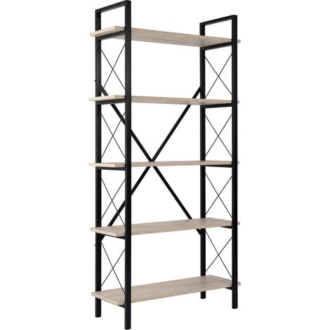 Libreria in legno "Elysian" - 90 x 33 x 180 cm - Travertino nero