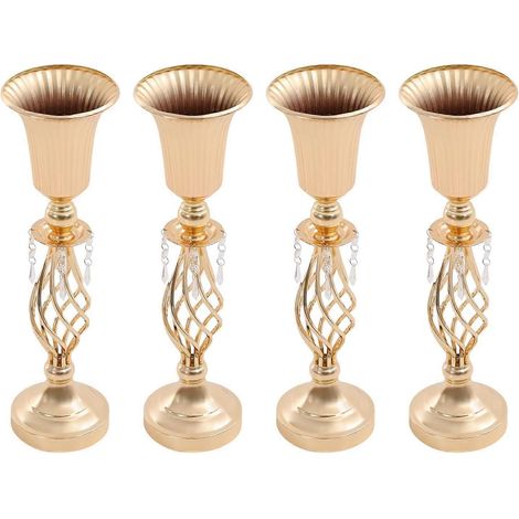 Ensemble de 6 vases dorés en métal 51 à 59 cm vases centre de table trompette supports à fleurs pour décoration mariage (1/5)