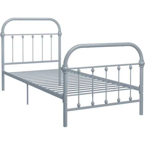 Lit adulte pour 1 personnes, Structure de lit, Assemblage Facile, Gris Métal 90 x 200 cm OIB4140E (1/2)