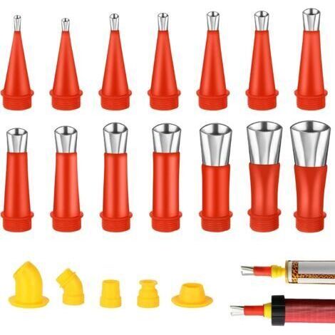 Acier Inoxydable Calfeutrage Buse Applicateur, 19PCS d'outils de Buse en Caoutchouc Intégré Universel, Buse de Pistolet à Calfeutrer Outil de Calfeutrage pour Cuisine, Salle de Bain (1/5)