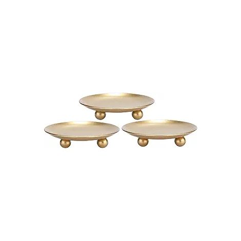 Lot de 2 plateaux porte-bougies en fer doré, bougeoirs décoratifs en fer, coupelles romantiques, décorations de table (1/3)