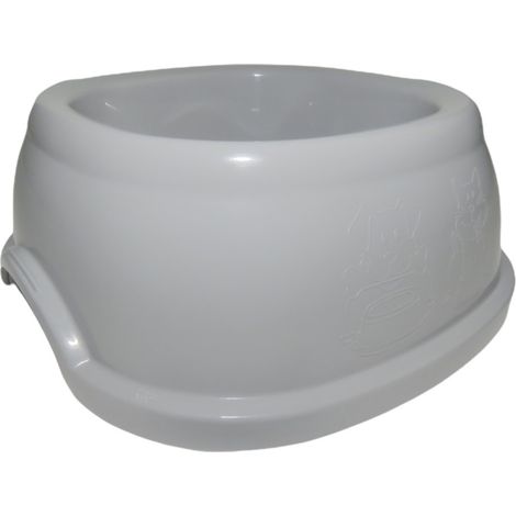 Ecuelle carrée 400 ml, gris en plastique, pour chat et chien - Stefanplast (1/4)