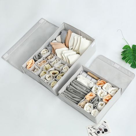 Organisateur de tiroir à chaussettes et sous-vêtements (1 pièce) - Séparateurs pliables pour tiroir à chaussettes et sous-vêtements - Boîte de rangement pour sous-vêtements en tissu (1/5)
