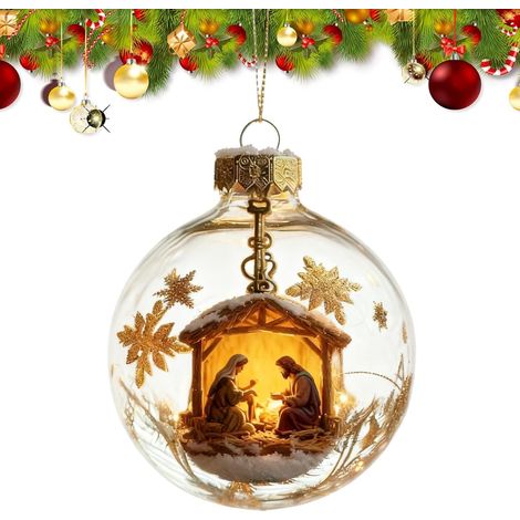 Scène De La Nativité Décor De Noël Accrochable Sacré Festif Ornement de la Crèche de Noël Pour Salon Adultes Adolescents Étudiants Femmes (1/5)