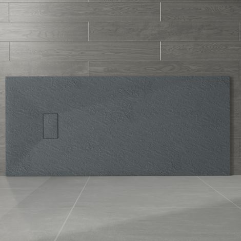 NRG 1800 x 800mm Anthracite SMC Rectangle Slate Effect Bathroom Shower Enclosure Tray (1/5)