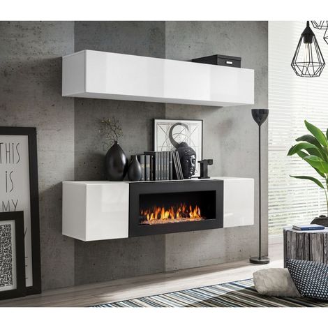Ensemble mural - FLY N - 1 rangement mural - 1 meuble TV - Blanc - Livraison gratuite