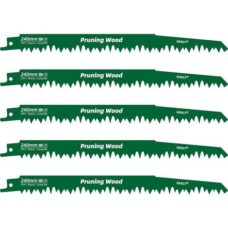 5 x Sabre Saw Blade for Wood, 240 mm 5TPI for Tree Pruning, Coarse, Hard, Soft and Lively – Easy and Durable (1/5)