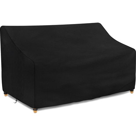 Housse Banc de Jardin 3 Places 200x99x61/89cm Imperméable, Housse Canape de jardin Exterieur, housse salon jardin Tissu Oxford, Coupe-Vent, Anti-UV, avec Boucle, Noir (1/5)