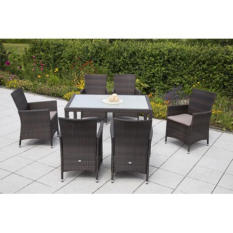 SET SEVILLA, 13TLG, 6 X SESS. TISCH 130X90 CM, K-GEFL. BRAUN