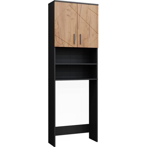 Mobiletto per lavatrice Irma, Antracite/quercia dorata, 64 x 190.5 cm, Vicco (1/5)