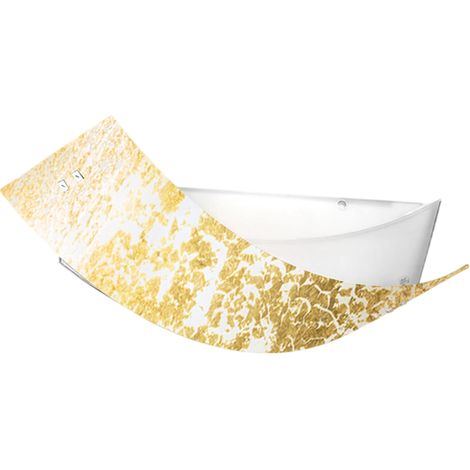 Camilla - Plafonnier doré 3XE14 max 3X28W IP20 - Applique moderne avec diffuseur en verre argenté et cadre blanc 43x30cm