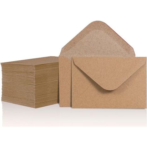 Lot de 100 mini enveloppes cadeaux (10,16 x 6,98 cm), marron, idéales pour cartes de visite, cadeaux de mariage et occasions spéciales - Week-end (100 pièces) (1/5)